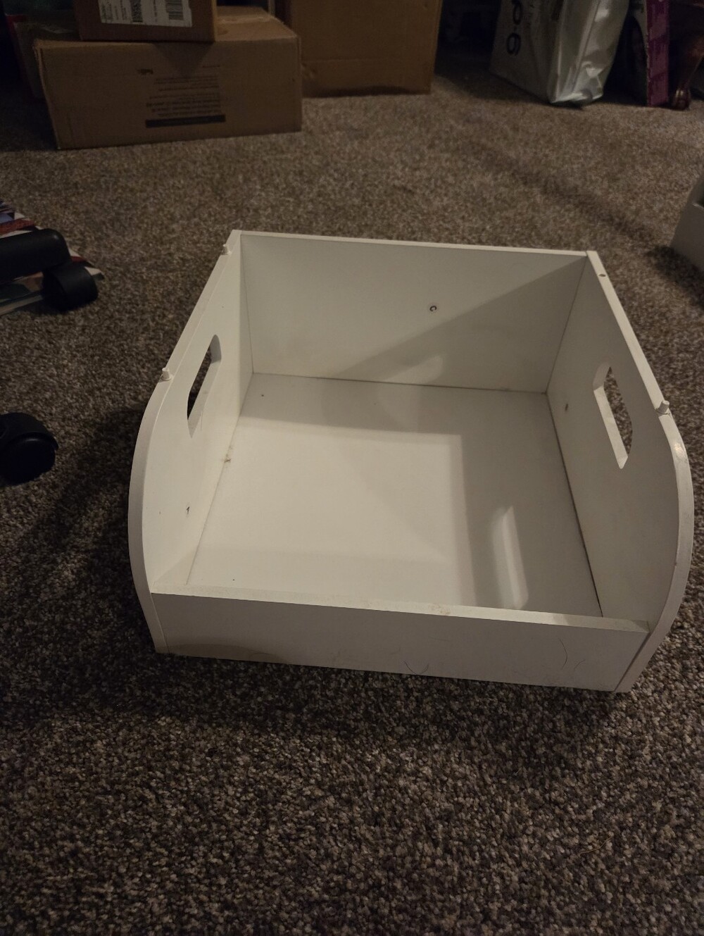 Wooden Storage Crate with Cutout Handles - White